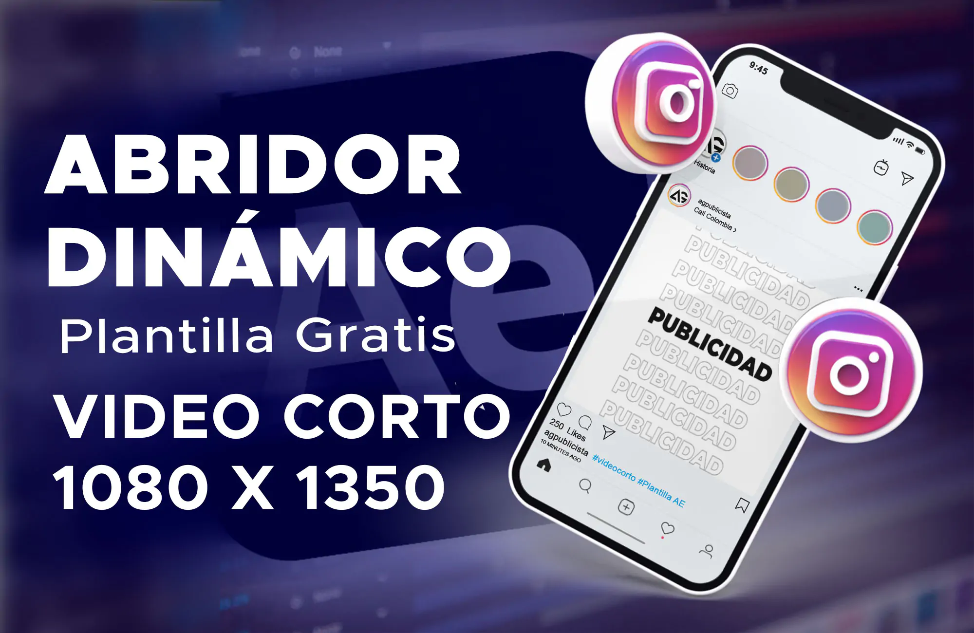 Plantilla After Effects Abridor Dinámico Post Social Media