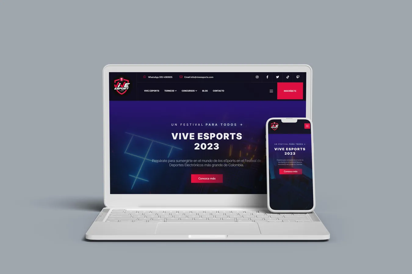 VisualizaciÃ³n mÃ³vil del sitio Vive Esports â€” vista II